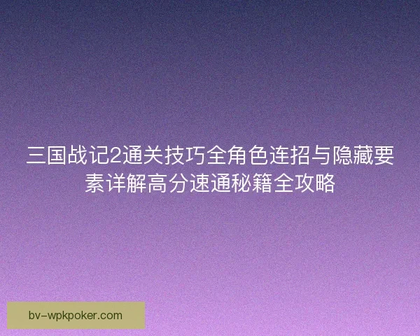 三国战记2通关技巧全角色连招与隐藏要素详解高分速通秘籍全攻略 三国战记2通关技巧全角色连招与隐藏要素详解高分速通秘籍全攻略