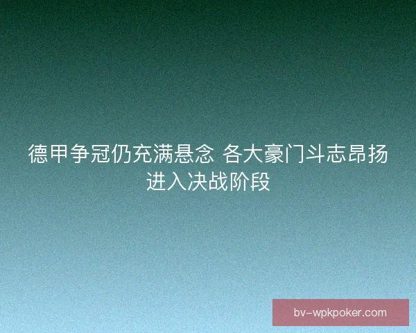 德甲争冠仍充满悬念 各大豪门斗志昂扬进入决战阶段